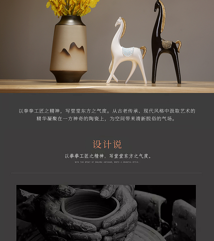 Jingdezhen ceramics craft vase dried flowers flower arrangement of Chinese style of modern home sitting room porch decoration furnishing articles