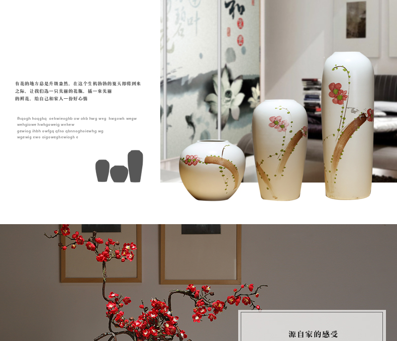 Modern new Chinese vase crafts porcelain contracted sitting room porch mesa vase decoration suit furnishing articles