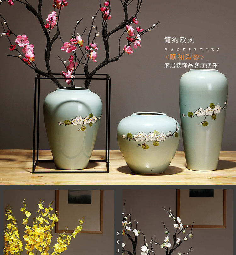 Jingdezhen ceramics vase modern furnishing articles suit sitting room porch dried flowers flower arrangement of Chinese style household decorations