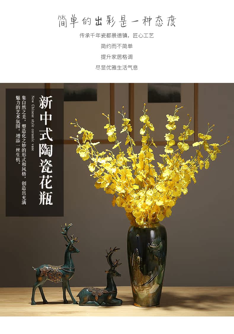 New Chinese style is contracted vase dried flowers decorative home furnishing articles sitting room flower arranging simulation ceramics decoration