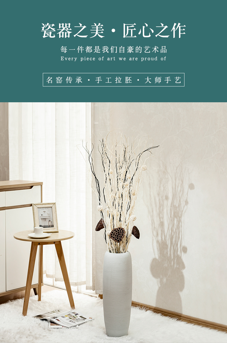 Jingdezhen ceramic vase landing home sitting room porch European contracted flower arranging large dry flower adornment furnishing articles