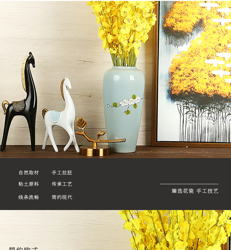 Jingdezhen ceramics vase furnishing articles suit creative manual Chinese dried flowers flower arrangement sitting room European arts and crafts