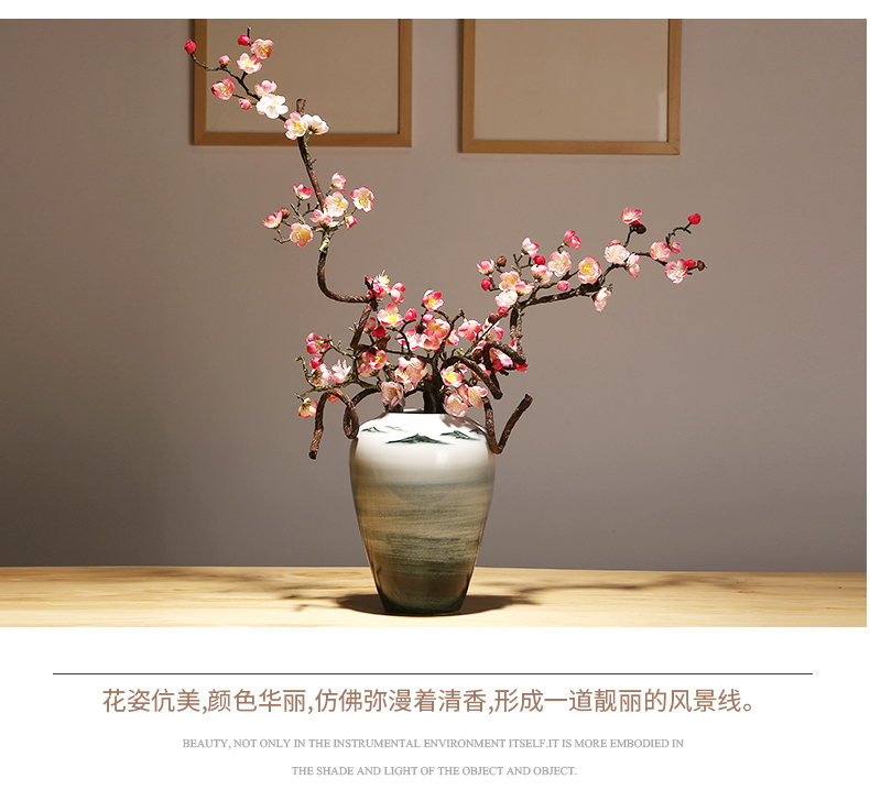 Jingdezhen ceramics flower vase of new Chinese style living room TV cabinet craft vase home furnishing articles