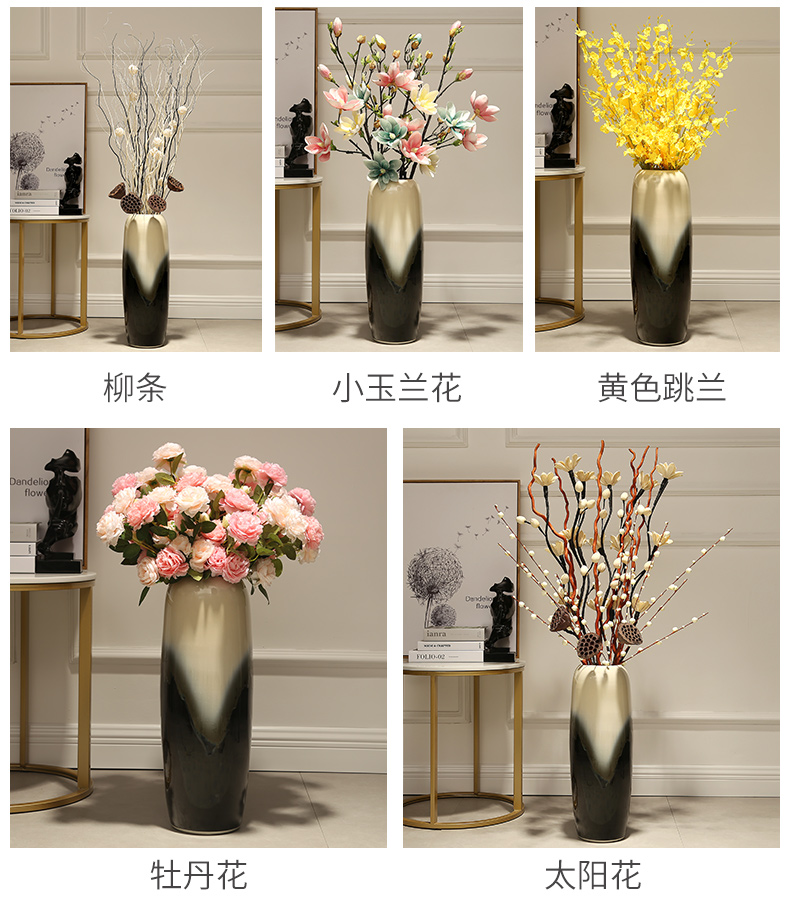 Jingdezhen ceramic vase landing TV wall in the sitting room decorative dried flower arranging flowers furnishing articles European - style decorative vase