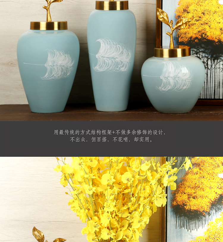 New Chinese style household jingdezhen ceramics craft vase sitting room porch dried flowers flower arrangement creative decorations furnishing articles