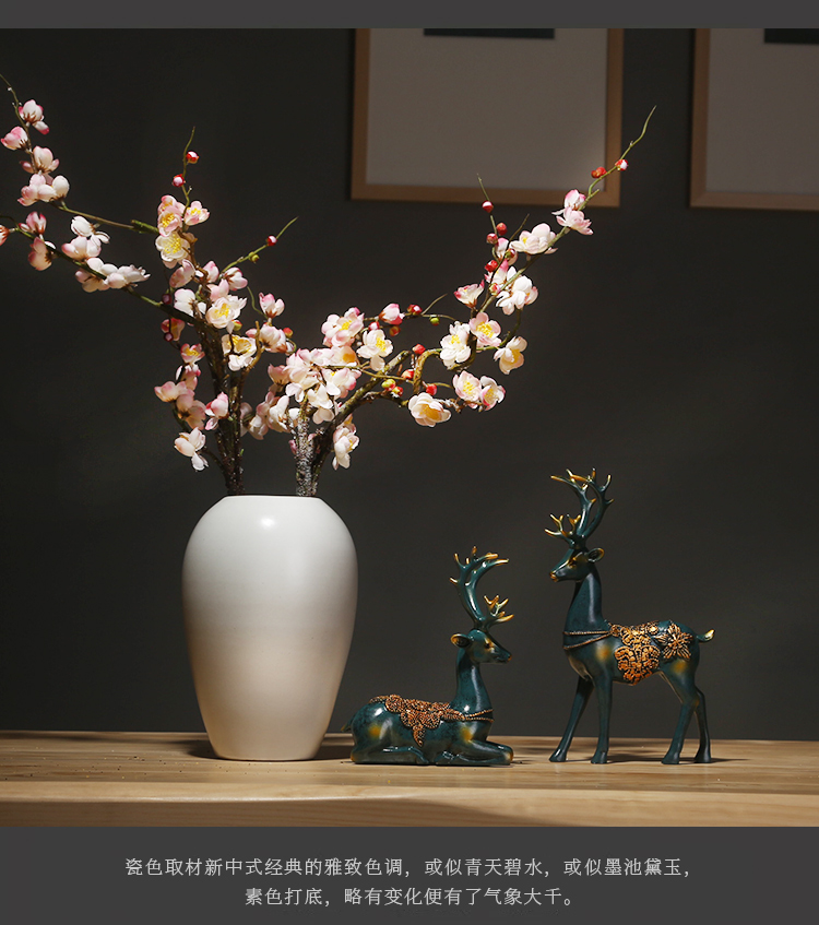 Jingdezhen ceramics vase white sitting room porch place simulation dried flowers flower arrangement suits for Chinese study