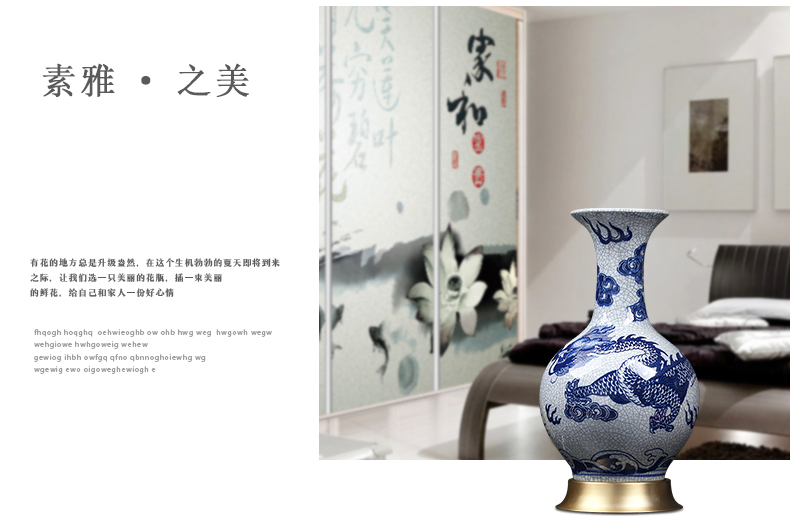 Jingdezhen ceramic vases, new Chinese style household decorations I and contracted sitting room porch blue dragon design furnishing articles