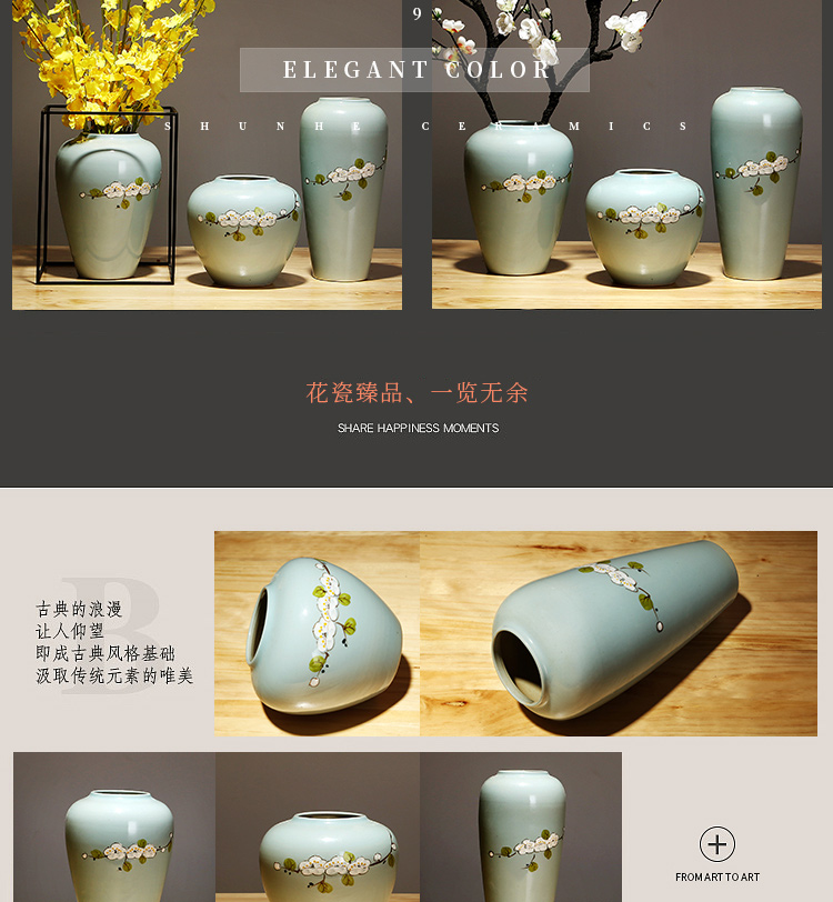 Jingdezhen ceramics vase modern furnishing articles suit sitting room porch dried flowers flower arrangement of Chinese style household decorations