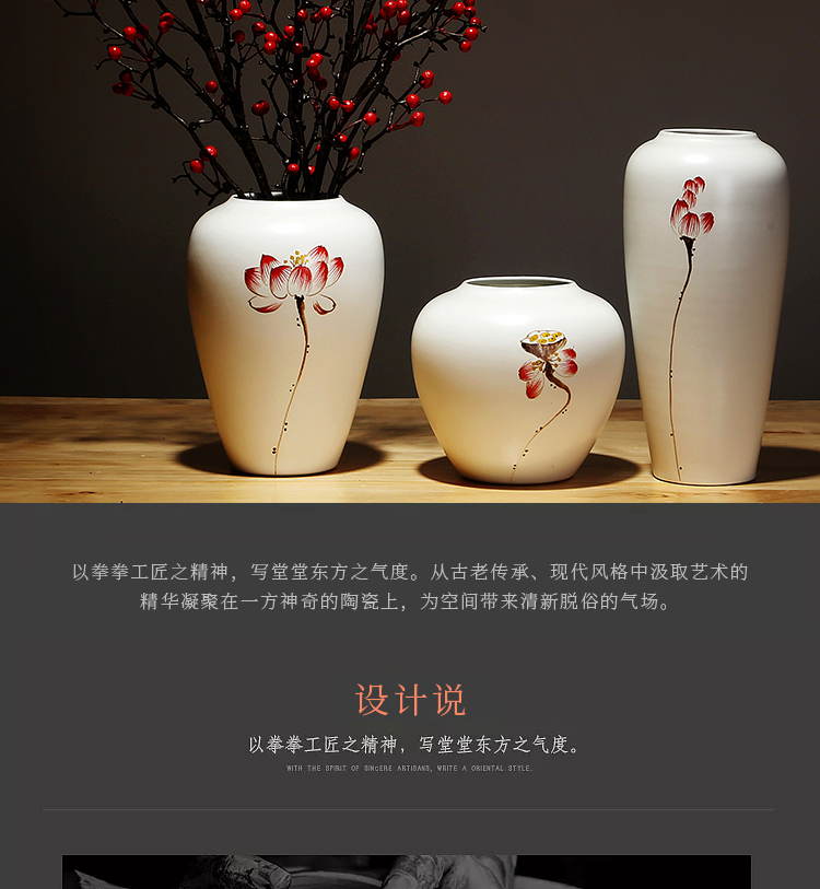 Jingdezhen ceramics vase simulation study of new Chinese style living room white dry flower arrangement suits for furnishing articles household act the role ofing is tasted
