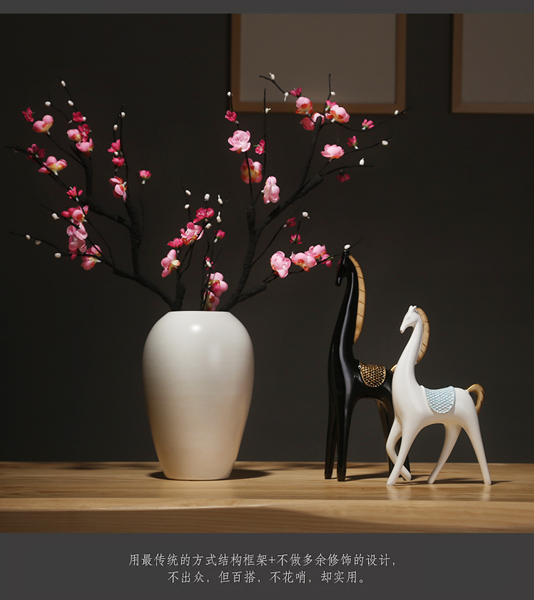 Jingdezhen ceramics vase white sitting room porch place simulation dried flowers flower arrangement suits for Chinese study