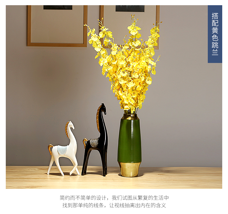 Jane 's light key-2 luxury modern new Chinese style living room TV cabinet ceramic vase household adornment simulation flower art flower arranging furnishing articles