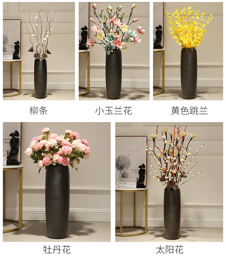 Jingdezhen ceramic large vase landed Chinese penjing home sitting room dry flower arranging flowers adornment porcelain decoration