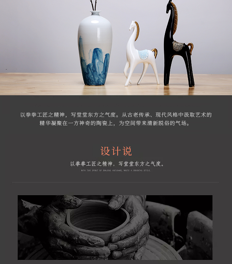 Jingdezhen ceramics vase sitting room of I and contracted style manual creative furnishing articles dried flowers flower arrangement craft