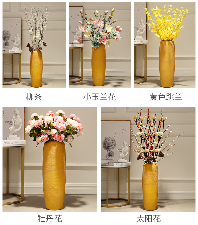 Jingdezhen sitting room ground vase household flower arranging large dried flowers European I and contracted decoration ceramics furnishing articles