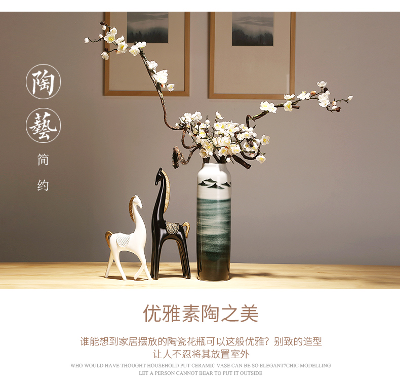 Jingdezhen ceramics flower vase of new Chinese style living room TV cabinet craft vase home furnishing articles