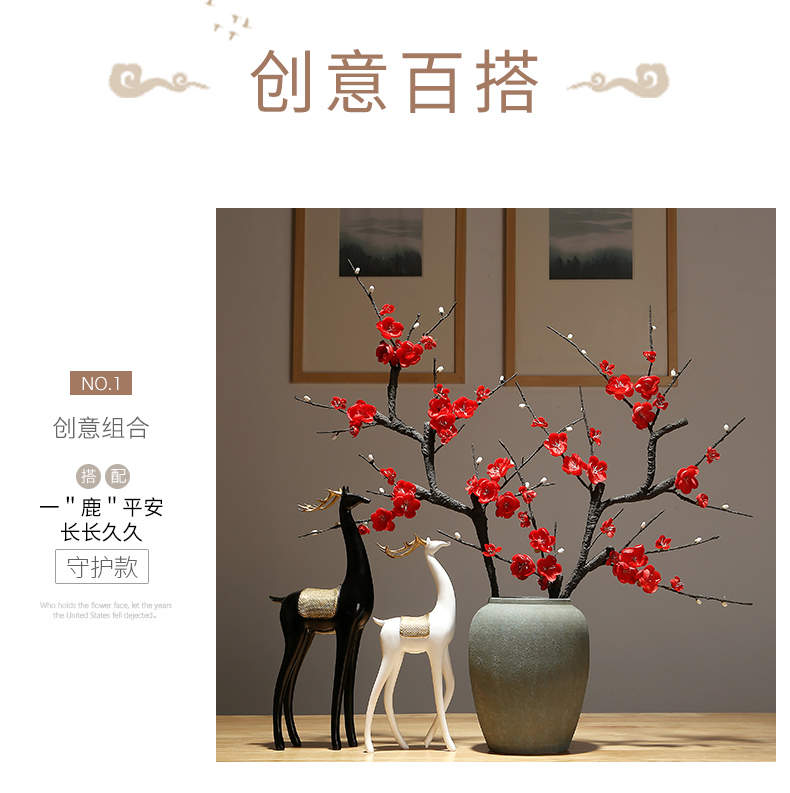 Jingdezhen ceramic vases, new Chinese style household living room desktop rich ancient frame decoration dry flower flower, adornment is placed