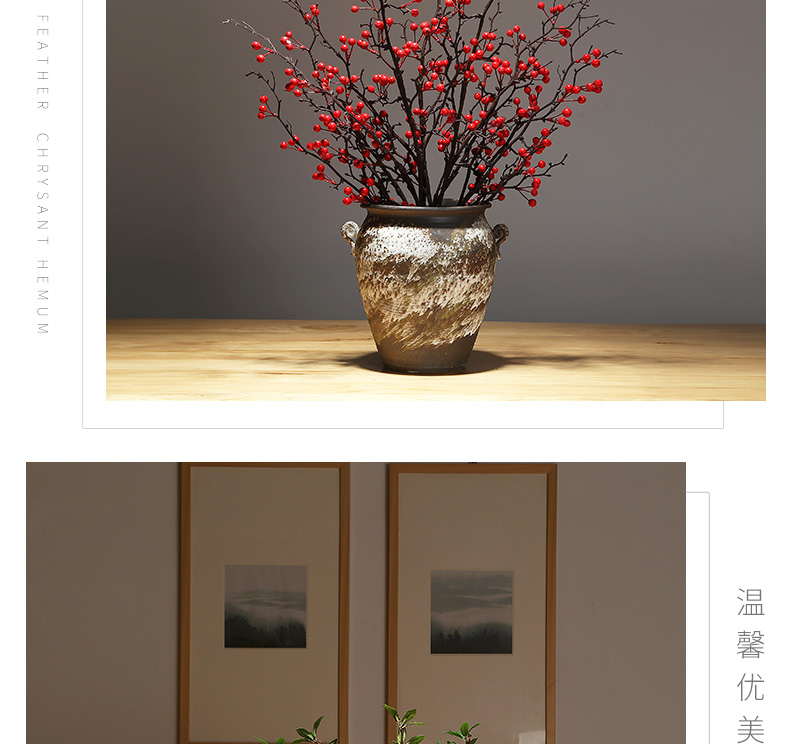 Jingdezhen ceramics dried flower vase household living room TV ark, simulation flower decoration ideas of new Chinese style decoration