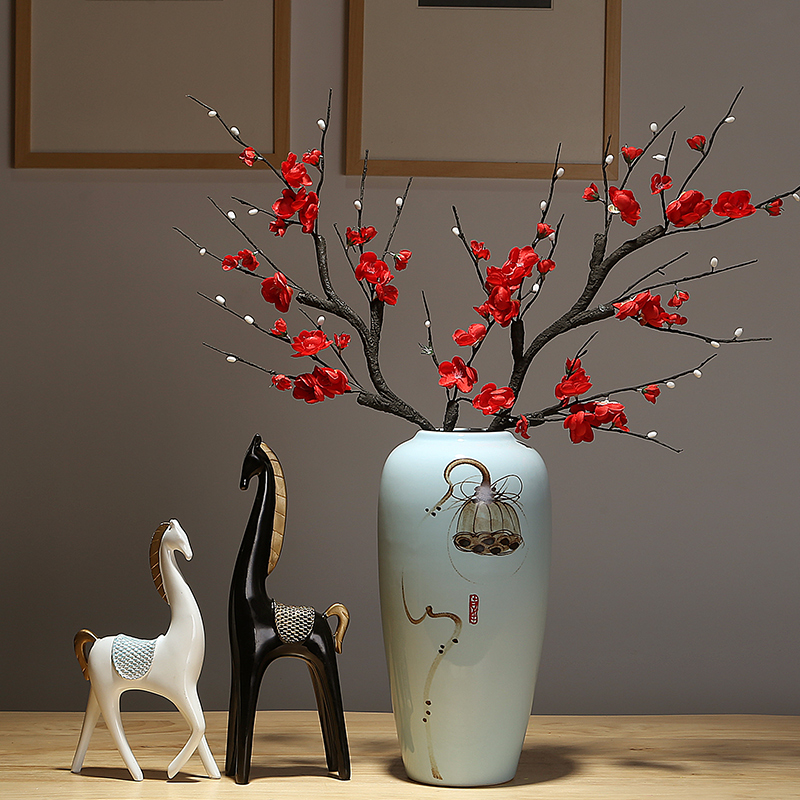 Jingdezhen new Chinese vase sitting room adornment hotel villa clubhouse TV ark, dried flowers, flower arrangement ceramic furnishing articles