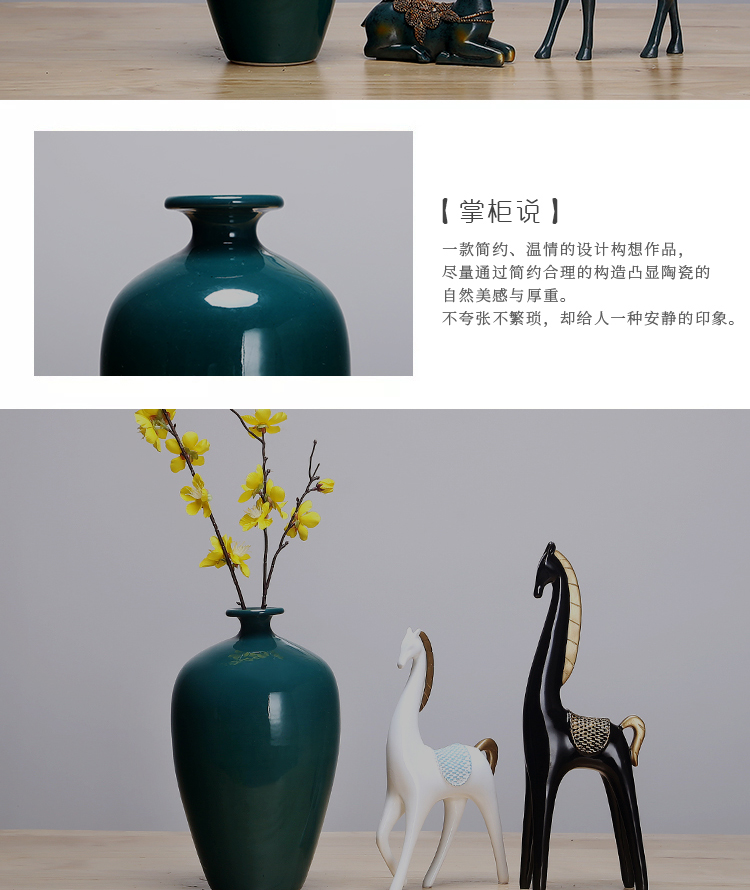 Jingdezhen ceramics vase manual sitting room porch place flower arranging the study of new Chinese style adornment three - piece suit