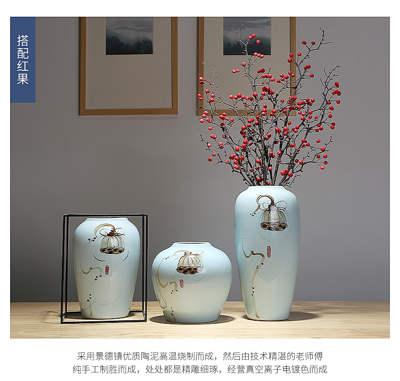 Jingdezhen new Chinese vase sitting room adornment hotel villa clubhouse TV ark, dried flowers, flower arrangement ceramic furnishing articles