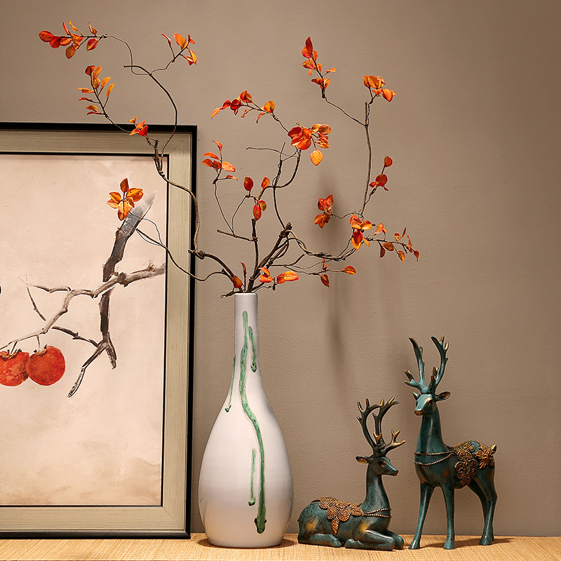 Jingdezhen new Chinese zen decorations dried flower vase furnishing articles porch combination living room TV cabinet ceramic vase