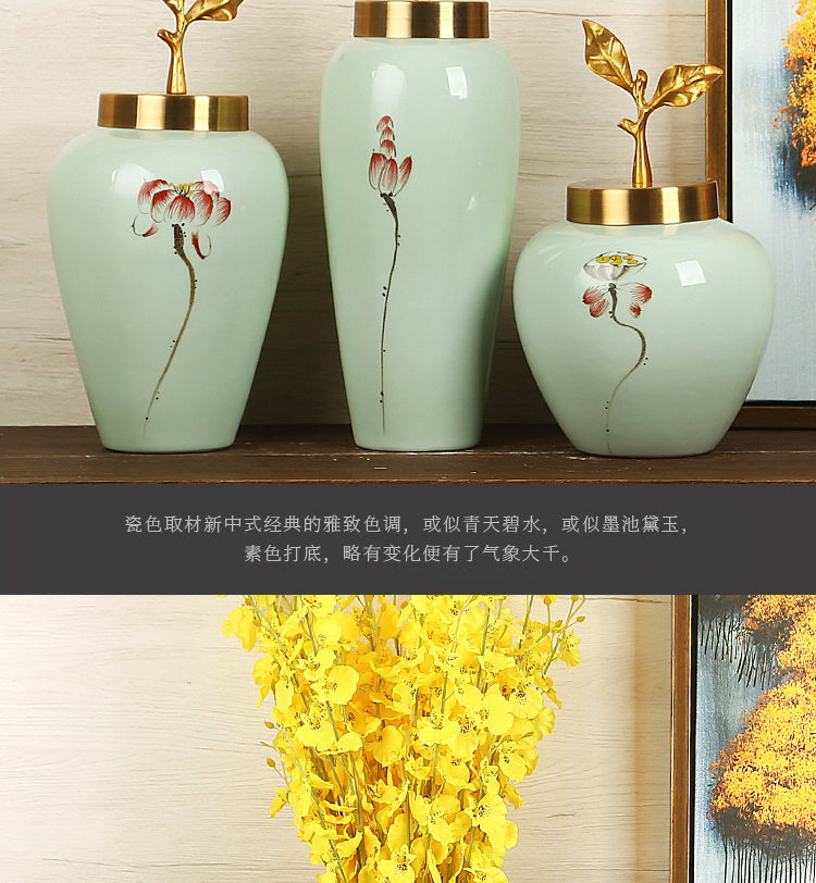 Jingdezhen ceramics craft vase, I and contracted the new Chinese style household dry flower arranging flowers sitting room adornment is placed