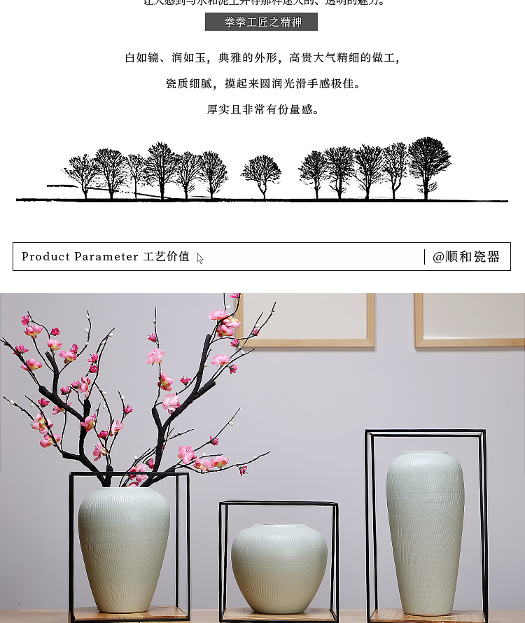 Jingdezhen ceramics vase white sitting room porch place simulation flower arrangement craft suits for Chinese study