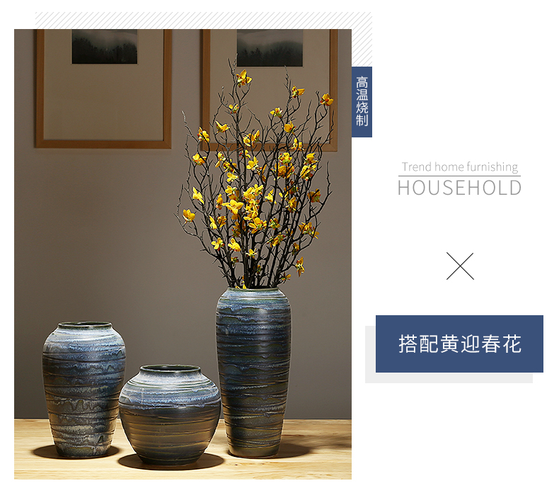 New Chinese style porch jingdezhen ceramics vase simulation table flower arranging dried flower adornment contracted home furnishing articles