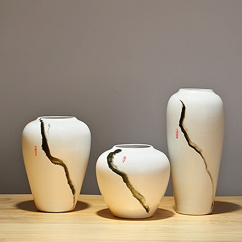 Jingdezhen ceramic porcelain vases, flower arranging dried flowers, household contracted and Chinese style porch sitting room place to decorate the study