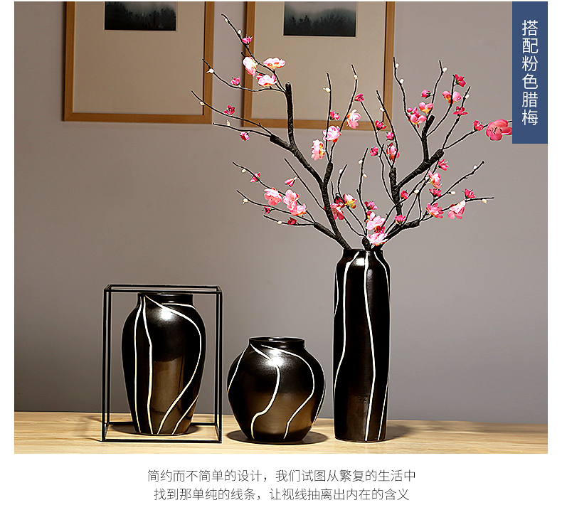 I and contracted ceramic flower vase continental sitting room of new Chinese style household ceramic creative furnishing articles simulation flower art
