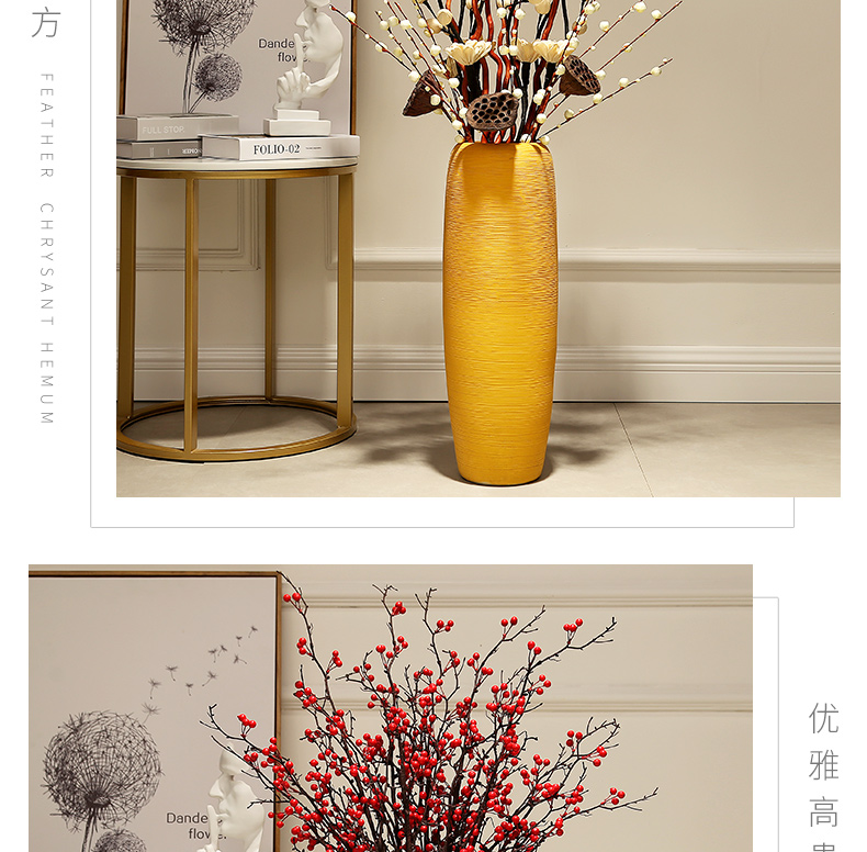 Jingdezhen European art ceramic vases, furnishing articles decorations dried flowers large ground vase household living room decoration