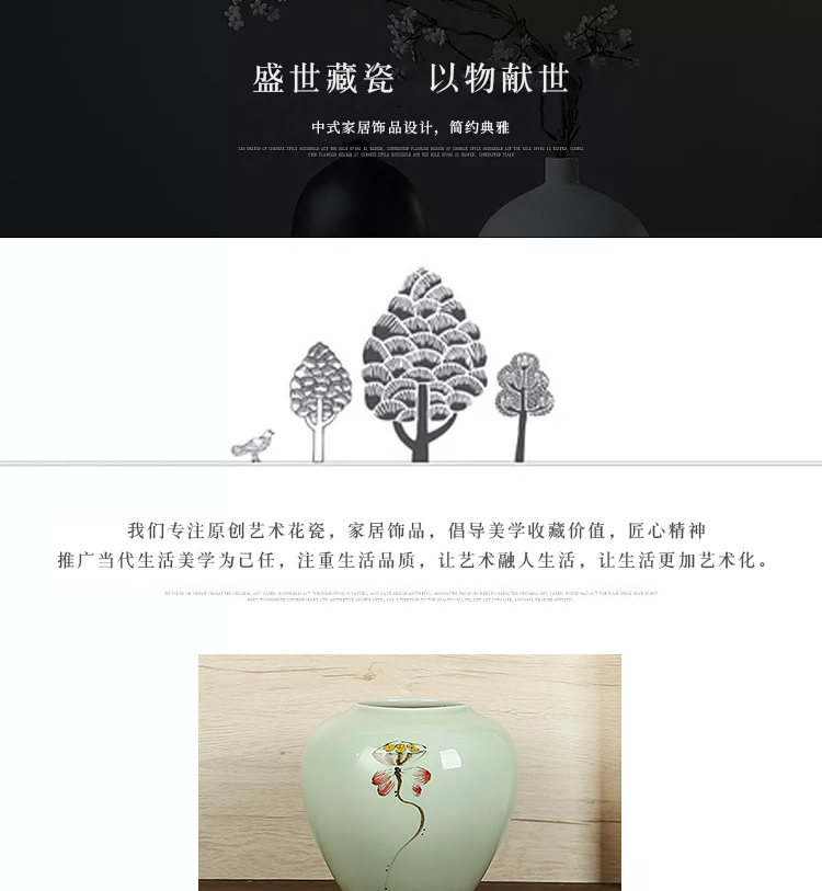 Jingdezhen ceramics craft vase, I and contracted the new Chinese style household dry flower arranging flowers sitting room adornment is placed