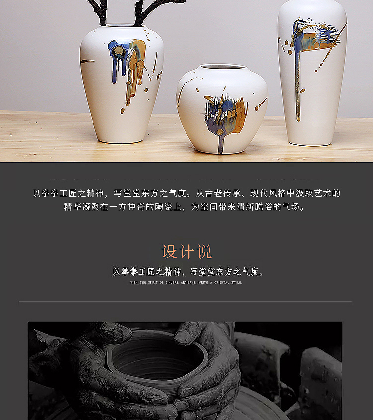 Jingdezhen ceramics vase Chinese style is I sitting room manual creative furnishing articles flower arrangement craft white suit