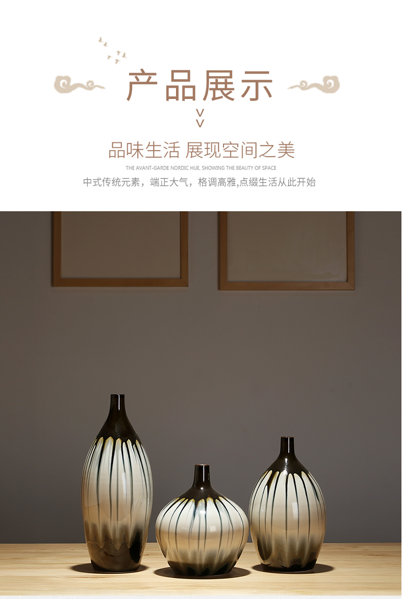 Jingdezhen ceramics from modern home sitting room place, a new Chinese zen artificial flowers dried flower vase set decoration