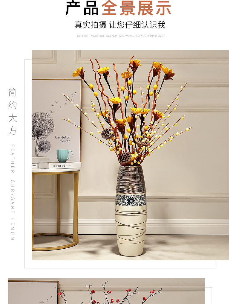 Vase home sitting room adornment landing simulation flower European - style Chinese ceramic flower implement large porch place flower arrangement