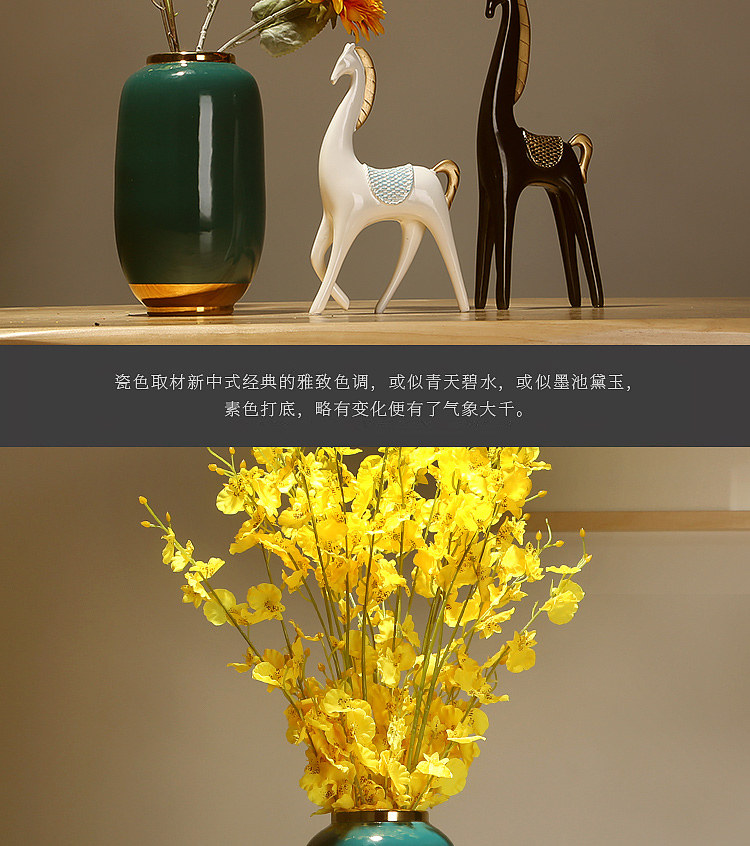 Jingdezhen ceramics vase furnishing articles creative manual three - piece suit Chinese dried flowers flower arrangement sitting room European arts and crafts