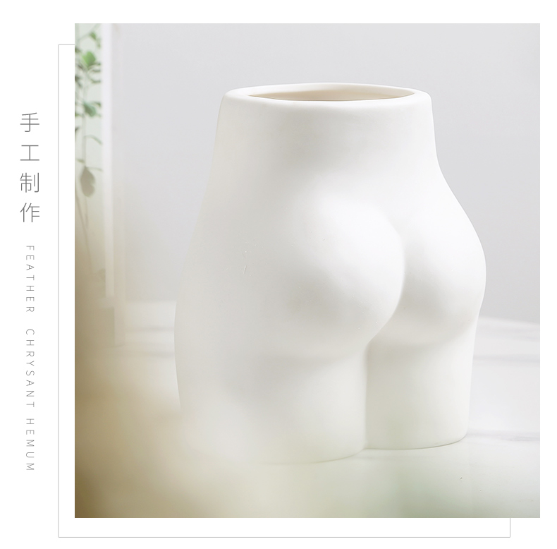 Ins Nordic body modelling white pottery and porcelain vase furnishing articles dried flowers flower arrangement art decoration home decoration