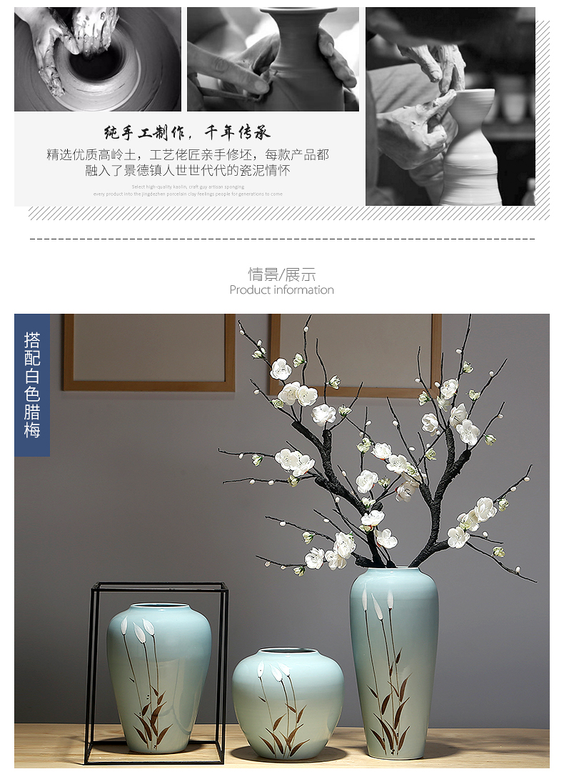 Jingdezhen ceramic furnishing articles dry flower vases, creative household adornment porcelain flower arranging Chinese I and contracted sitting room