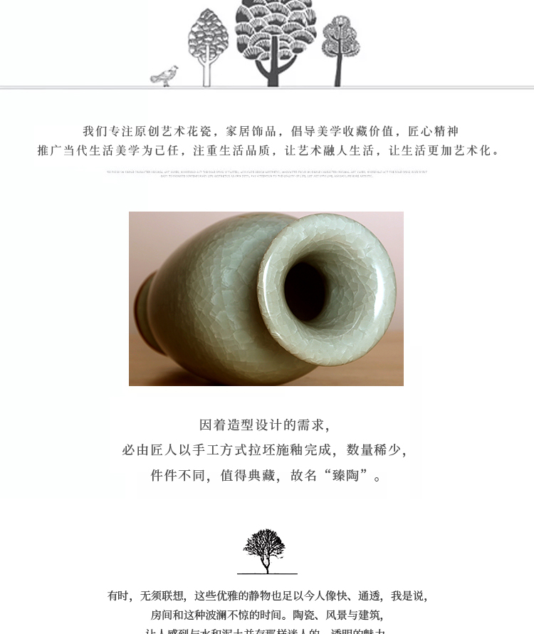 Jingdezhen ceramics craft new Chinese style blue ice to crack the vase home sitting room adornment furnishing articles study arts and crafts