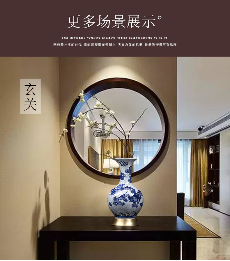 Jingdezhen ceramic vases, new Chinese style household decorations I and contracted sitting room porch blue dragon design furnishing articles