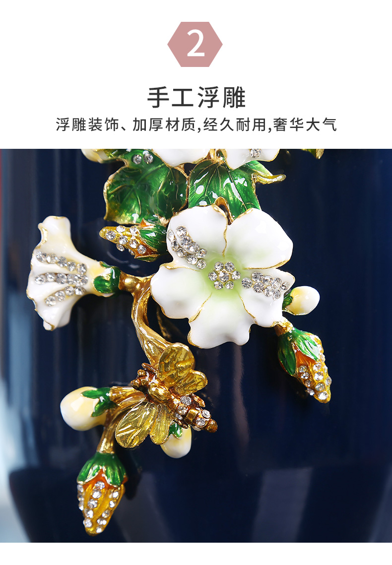 Jingdezhen peace fortune colored enamel vase European ikebana furnishing articles American home desktop rich ancient frame adornment