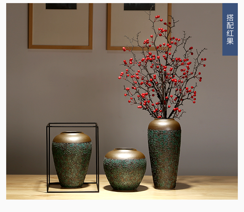 Jingdezhen ceramic decoration of the new Chinese style porch sitting room TV ark, flower arranging zen table dry flower vases, furnishing articles