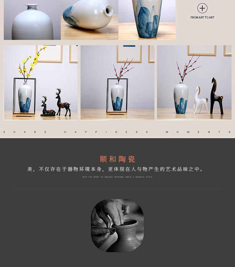 Jingdezhen ceramics vase sitting room of I and contracted style manual creative furnishing articles dried flowers flower arrangement craft