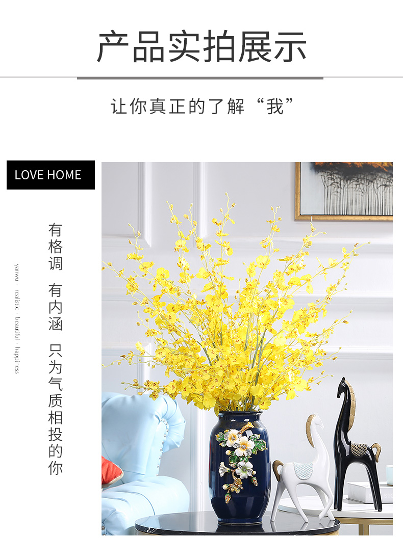 Jingdezhen peace fortune colored enamel vase European ikebana furnishing articles American home desktop rich ancient frame adornment