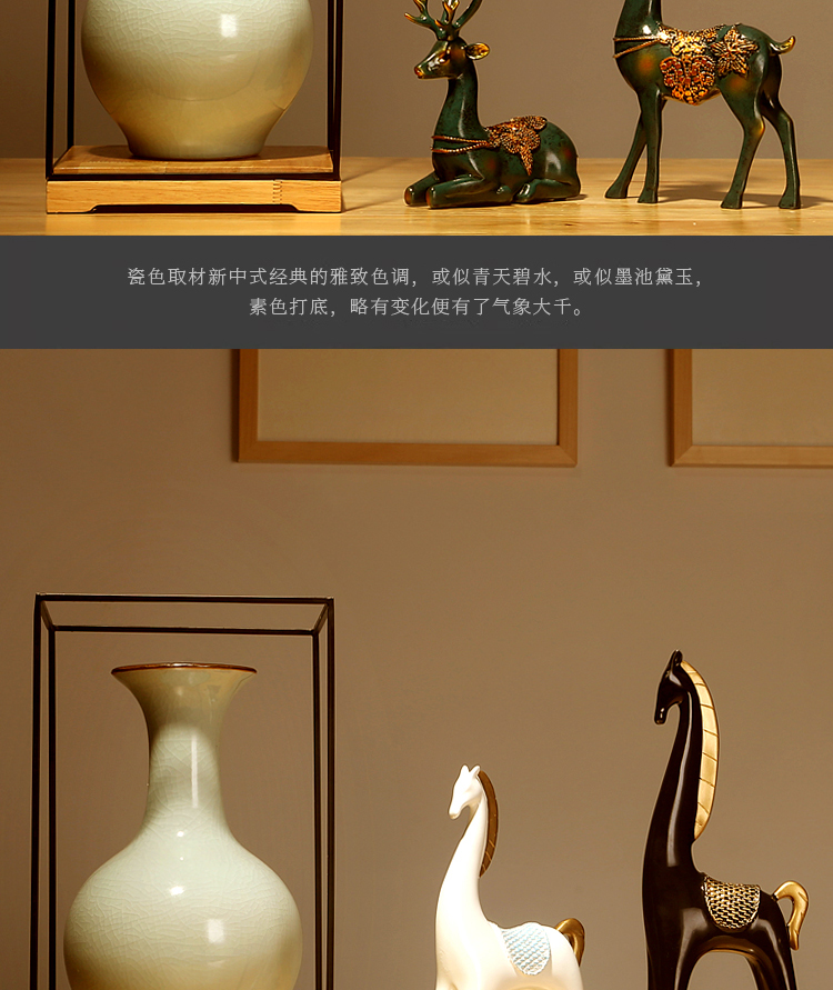 Jingdezhen ceramics manual creative new Chinese celadon vase home sitting room porch decoration furnishing articles of handicraft