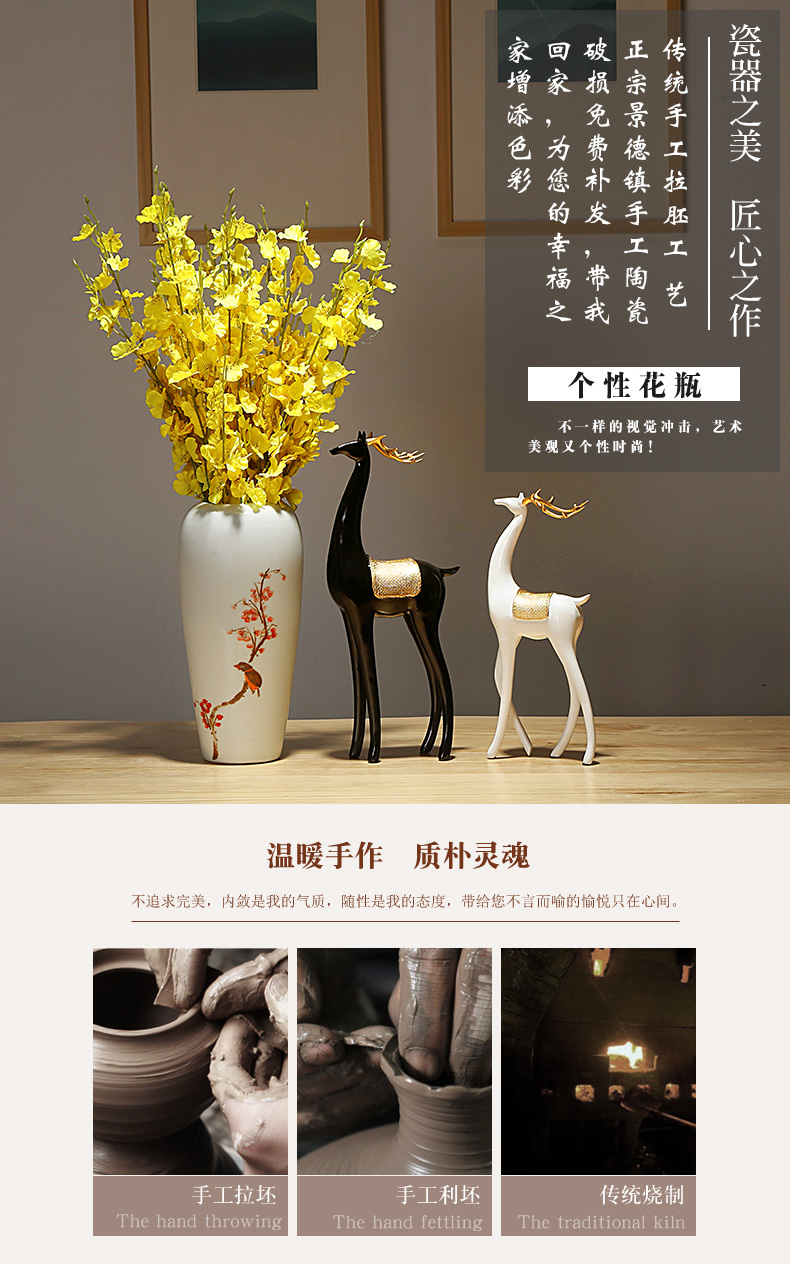 Jingdezhen ceramics vase manual creative furnishing articles of Chinese style European household decorations sitting room porch dry flower arranging flowers