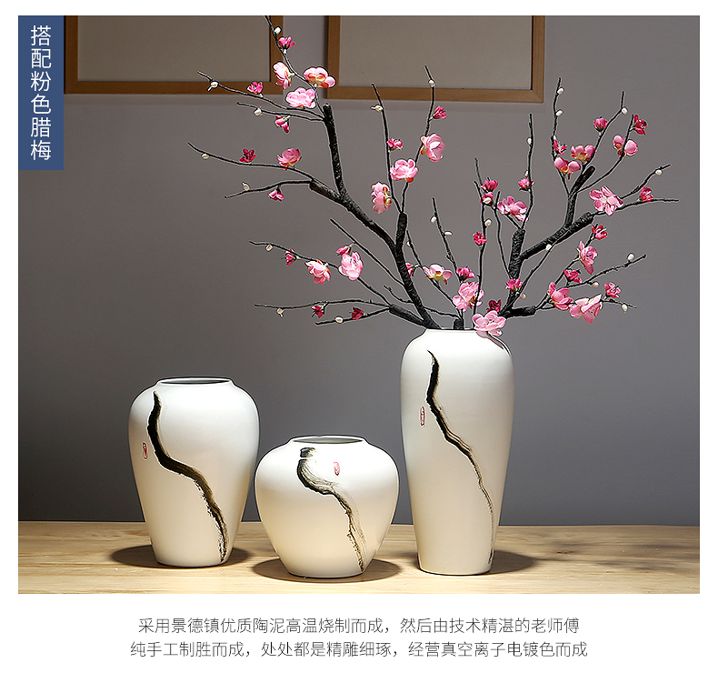 Jingdezhen ceramic vases, new Chinese style is I and contracted sitting room of dried flowers, flower arranging porch is decorated furnishing articles porcelain flowers