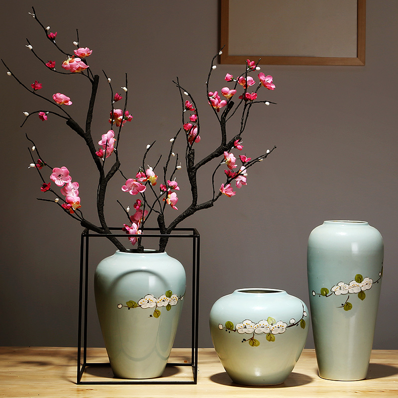 Jingdezhen ceramics vase modern furnishing articles suit sitting room porch dried flowers flower arrangement of Chinese style household decorations