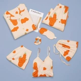 Осенняя пижама, хлопковый комплект, лонгслив, милый тонкий топ с чашечками, в корейском стиле