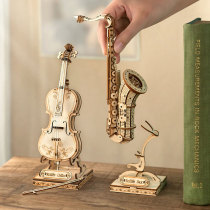 Wooden instrument Model Assembly saxophone drum set like 3D puzzle gift difficult handmade toys